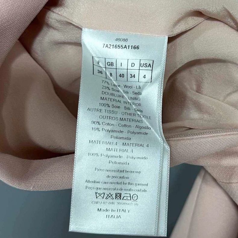 Dior Pink Silk Dress with White Collar Size S / US 4 / IT 40 - 5 Thumbnail