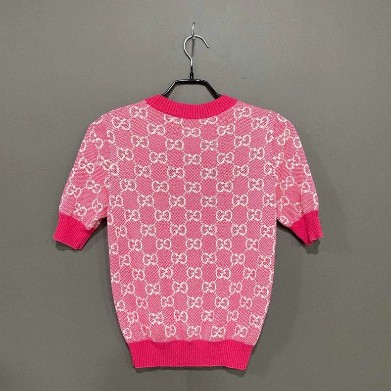 Gucci Pink Knit Short Sleeve Top by GUCCI Size XS / US 0-2 / IT 36-38 - 3 Thumbnail
