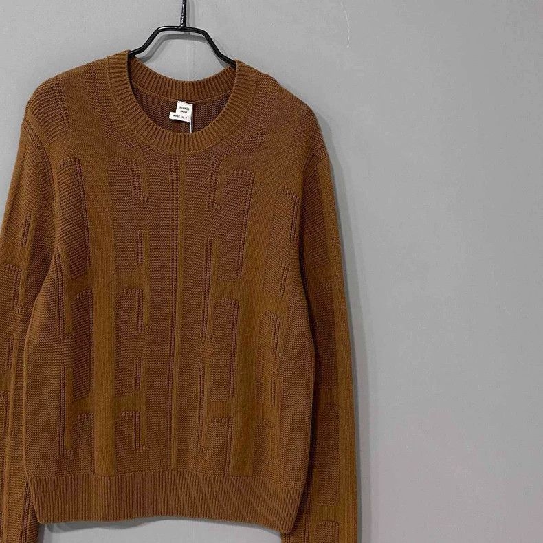 Hermes Brown H-Pattern Wool Sweater by HERMES Size S / US 4 / IT 40 - 2 Thumbnail