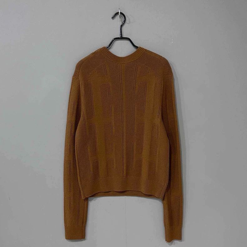Hermes Brown H-Pattern Wool Sweater by HERMES Size S / US 4 / IT 40 - 3 Thumbnail