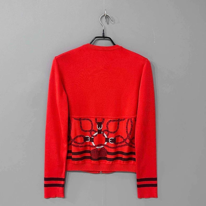 Hermes Red Silk Cashmere Cardigan by HERMES Size XS / US 0-2 / IT 36-38 - 4 Thumbnail