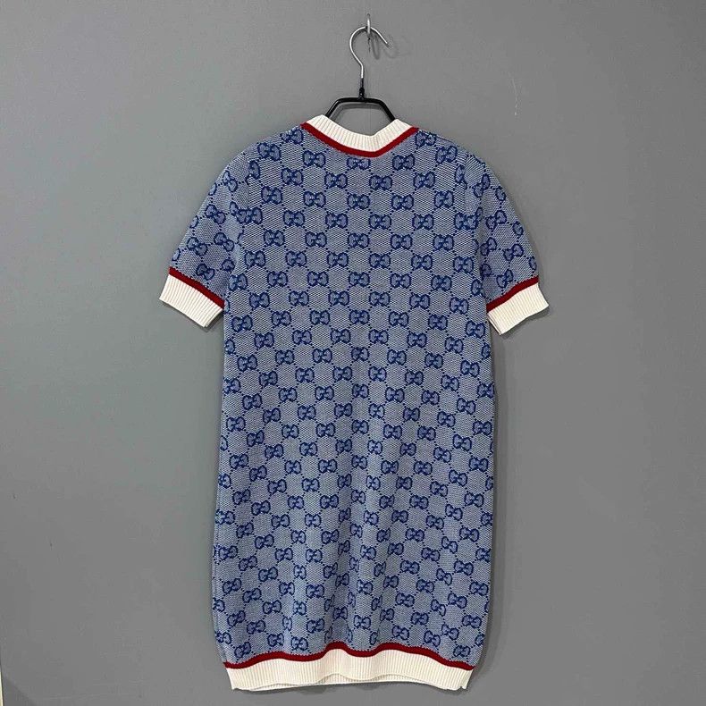 Gucci Blue Knitted Dress with Pattern by GUCCI Size XS / US 0-2 / IT 36-38 - 3 Thumbnail