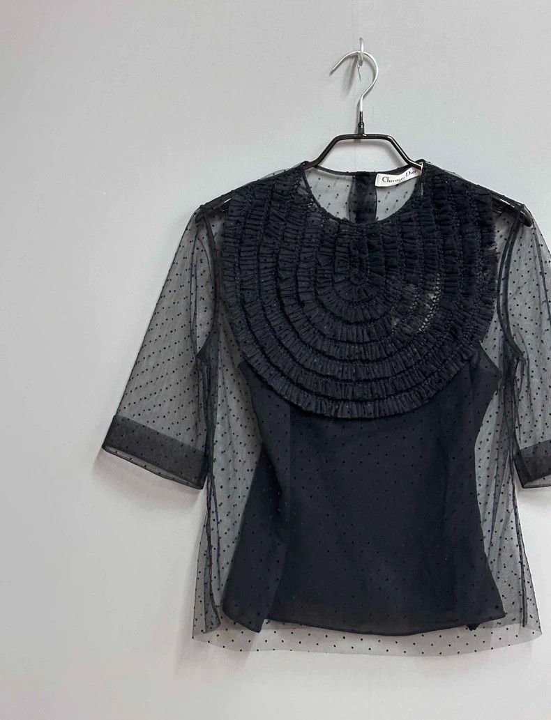 Dior Dior Mesh Top with Ruffled Detail Size XS / US 0-2 / IT 36-38 - 3 Thumbnail