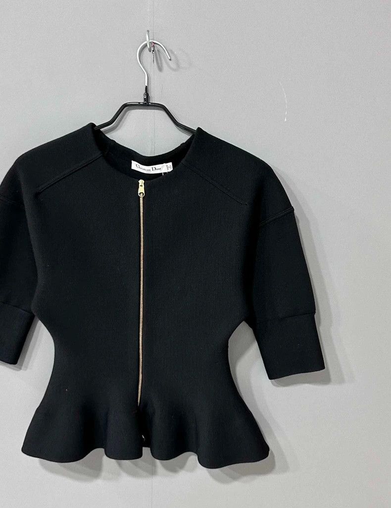 Dior Black Wool Top with Zipper Detail Size XS / US 0-2 / IT 36-38 - 2 Thumbnail