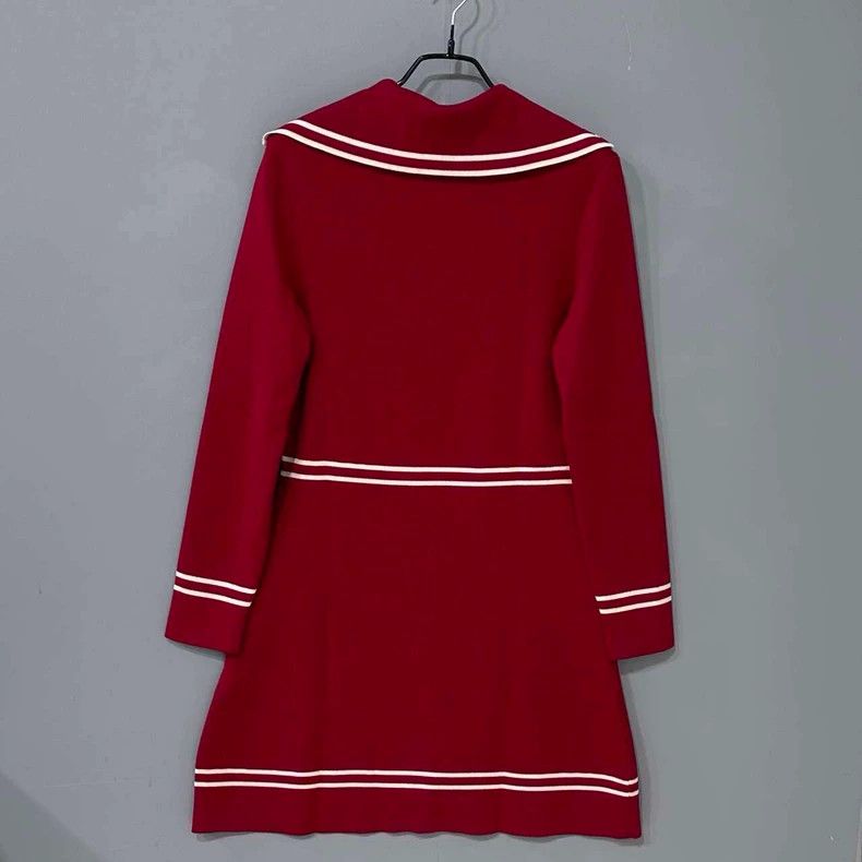 Gucci Red Wool Knitted Dress with Chain Detail Size M / US 6-8 / IT 42-44 - 3 Thumbnail