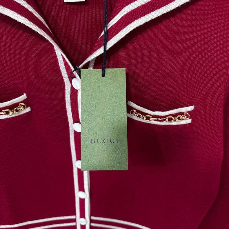 Gucci Red Wool Knitted Dress with Chain Detail Size M / US 6-8 / IT 42-44 - 6 Thumbnail