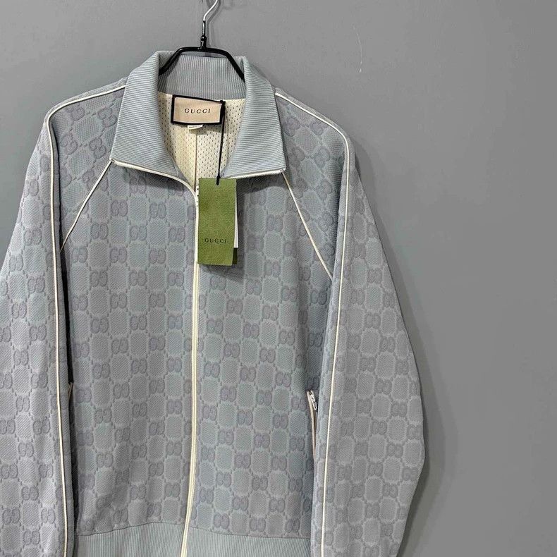 Gucci Gray Embossed Zip-Up Jacket by Gucci Size L / US 10 / IT 46 - 2 Thumbnail