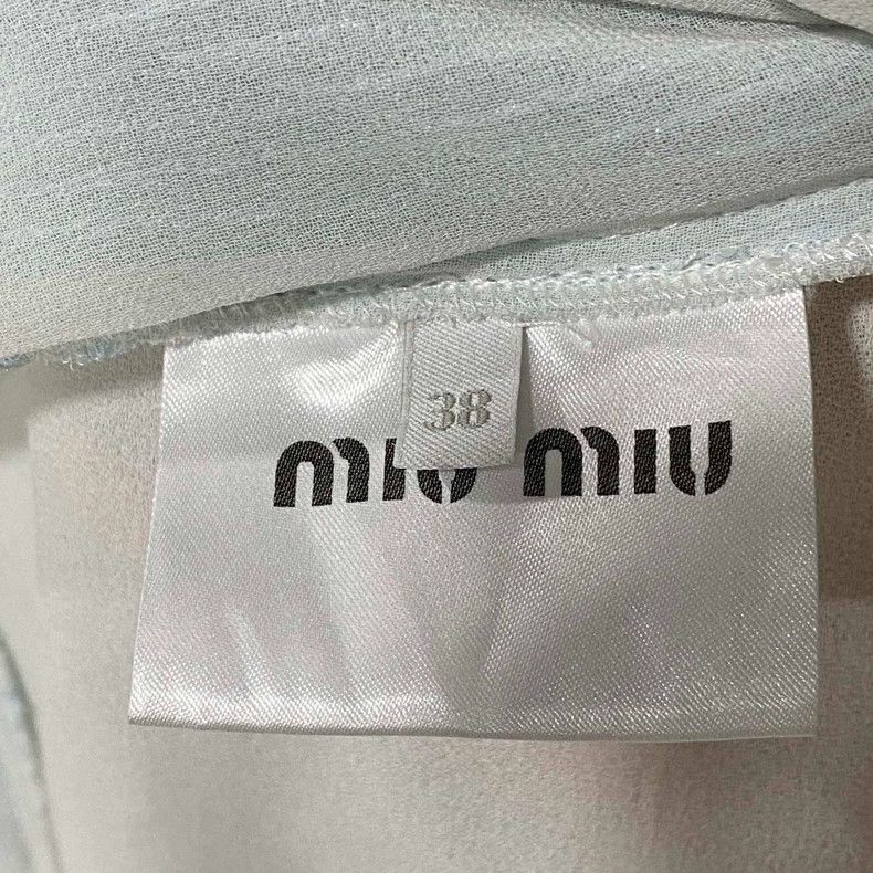Miu Miu Blue and White Sequined Top by MIUMIU Size ONE SIZE - 5 Thumbnail