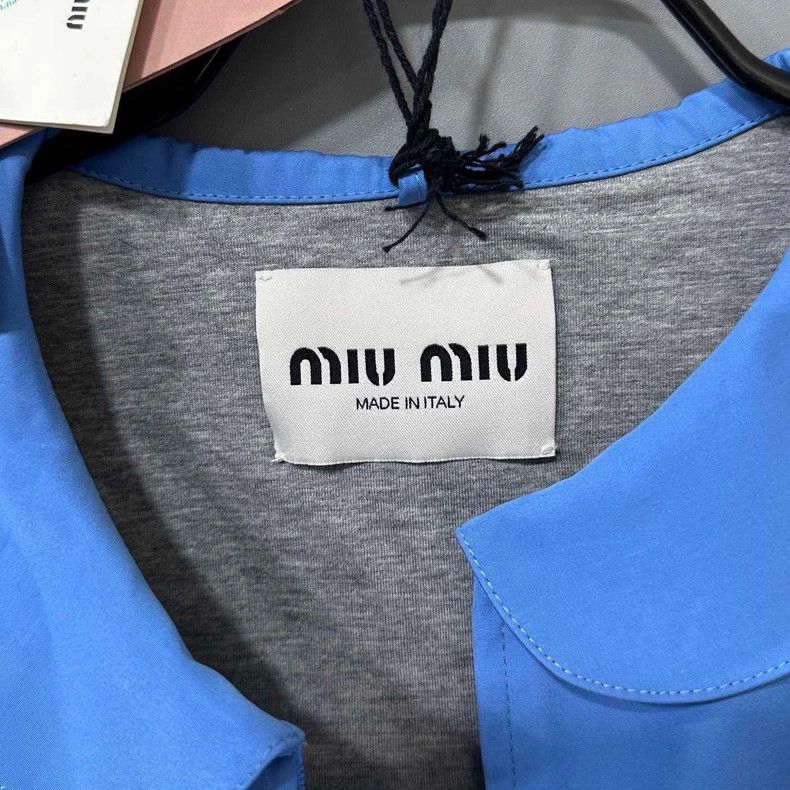 Miu Miu Blue Embroidered Logo Doll Collar Dress Size L / US 10 / IT 46 - 5 Thumbnail