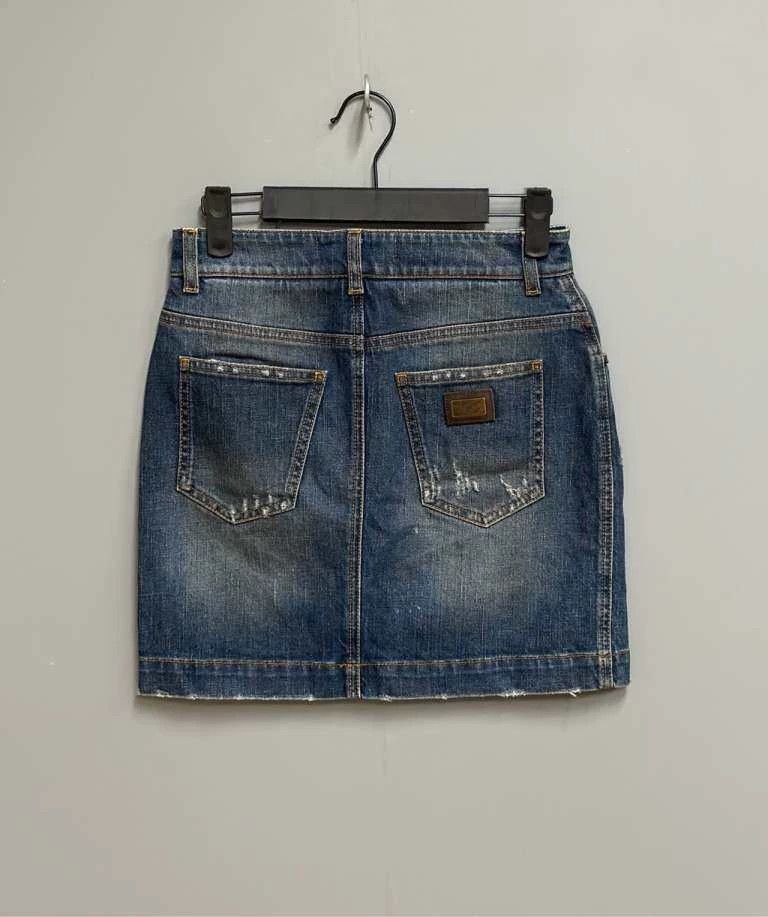 Dolce & Gabbana Dolce & Gabbana Distressed Denim Mini Skirt Size 38" / US 16 / IT 52 - 4 Thumbnail
