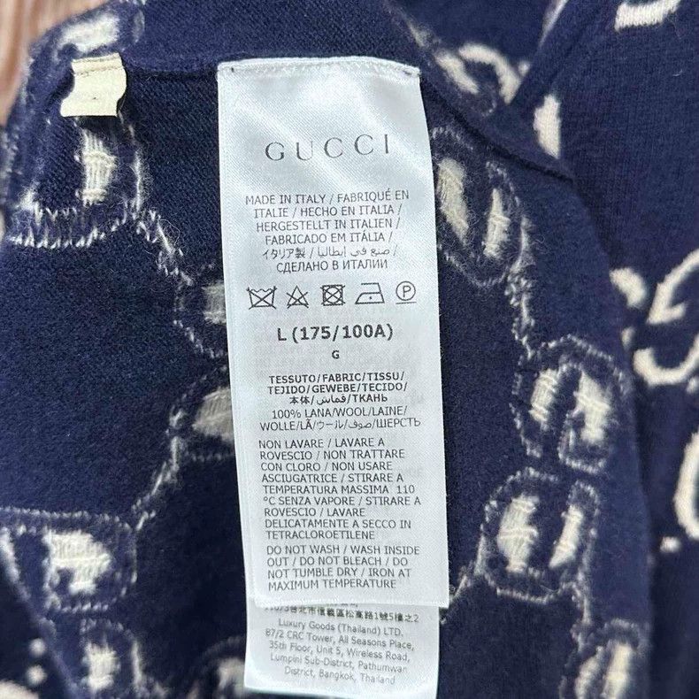 Gucci Blue Knit Sweater with GG Pattern Size L / US 10 / IT 46 - 5 Thumbnail