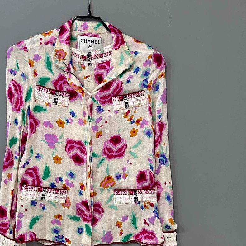 Chanel Chanel Floral Print Silk Blouse Set Size S / US 4 / IT 40 - 2 Thumbnail