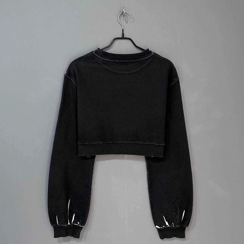 Prada Black Logo Crop Hoodie from MIUMIU Size L / US 10 / IT 46 - 4 Thumbnail