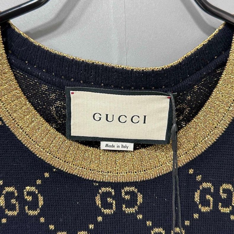 Gucci Gucci Black Gold Knit Short Sleeve Top Size XL / US 12-14 / IT 48-50 - 4 Thumbnail