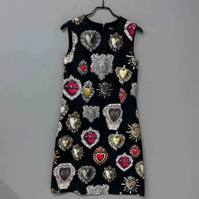 Dolce & Gabbana Dolce & Gabbana Sleeveless Dress with Heart Print Size S / US 4 / IT 40 - 3 Thumbnail