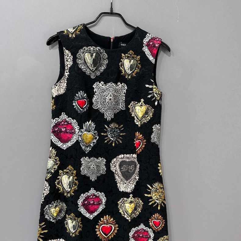 Dolce & Gabbana Dolce & Gabbana Sleeveless Dress with Heart Print Size S / US 4 / IT 40 - 2 Thumbnail