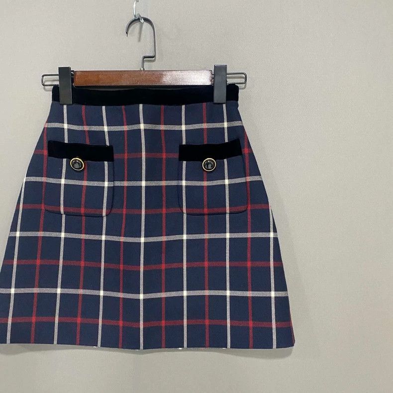 Miu Miu MIUMIU Plaid Patchwork Skirt Size 36" / US 14 / IT 50 - 2 Thumbnail