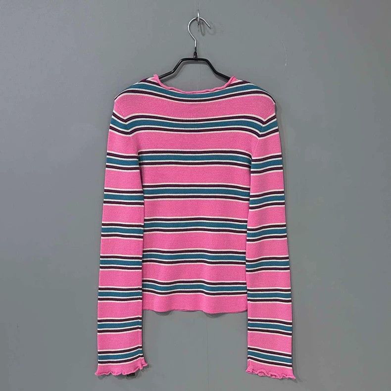 Louis Vuitton Pink Striped Crew Neck Knit Top Size S / US 4 / IT 40 - 4 Thumbnail