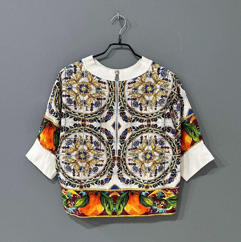 Dolce & Gabbana Embroidered Floral Short Sleeve Sweatshirt Size S / US 4 / IT 40 - 4 Thumbnail