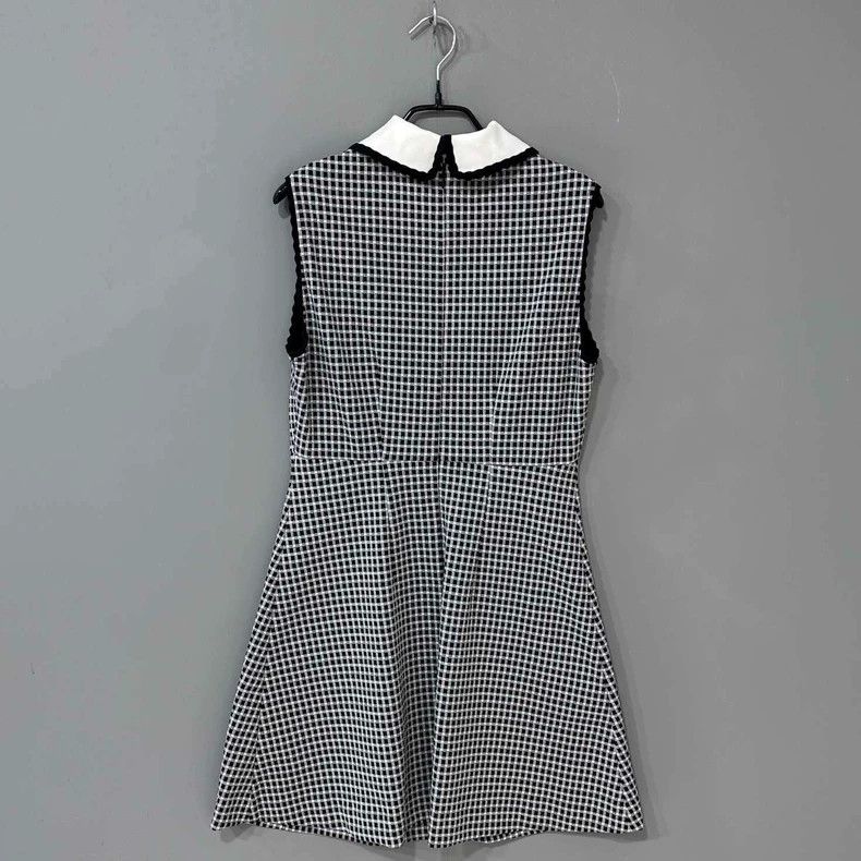 Miu Miu Black and White Checkered Dress with Peter Pan Collar Size L / US 10 / IT 46 - 3 Thumbnail