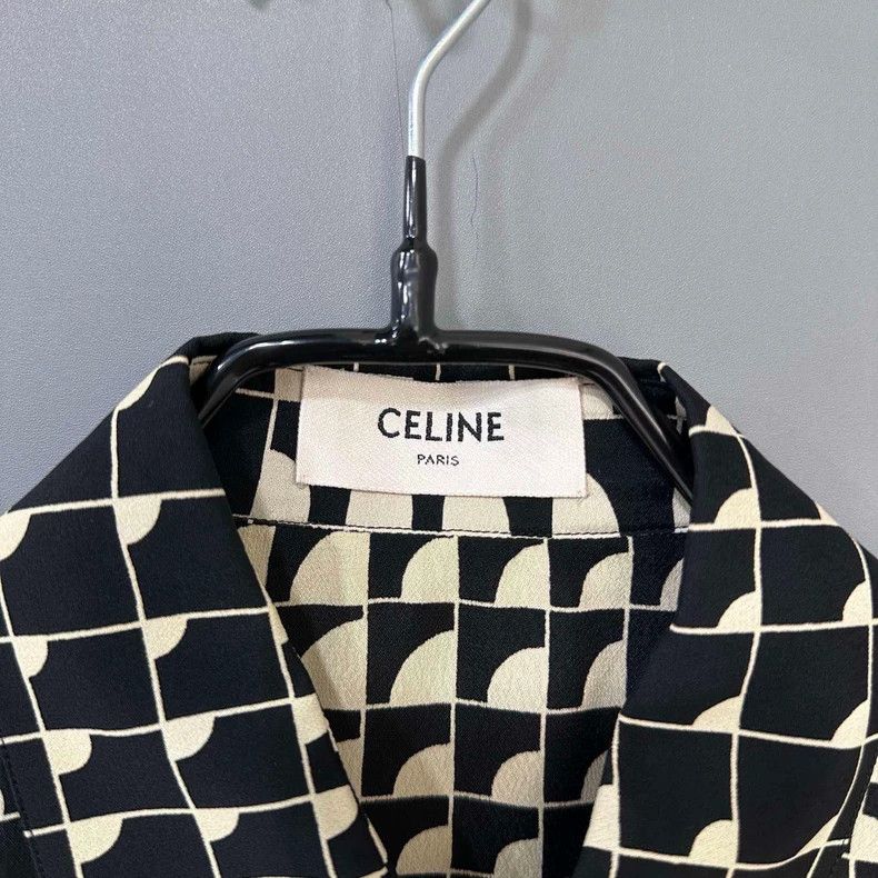 Celine Black and White Patterned Button-Up Shirt Size XS / US 0-2 / IT 36-38 - 4 Thumbnail