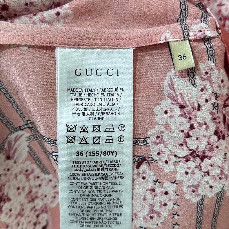 Gucci Pink Floral Silk Blouse with Ruffle Details Size S / US 4 / IT 40 - 5 Thumbnail