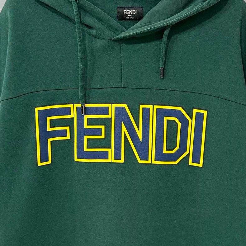 Fendi Fendi Olive Green Classic Logo Hoodie Size XL / US 12-14 / IT 48-50 - 3 Thumbnail