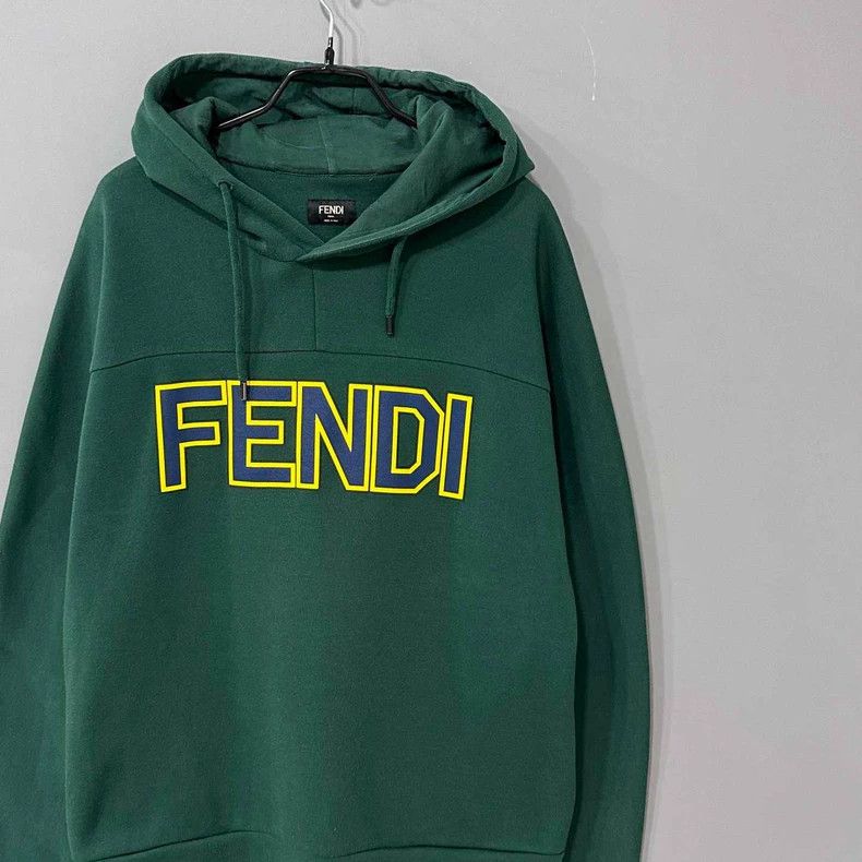 Fendi Fendi Olive Green Classic Logo Hoodie Size XL / US 12-14 / IT 48-50 - 2 Thumbnail