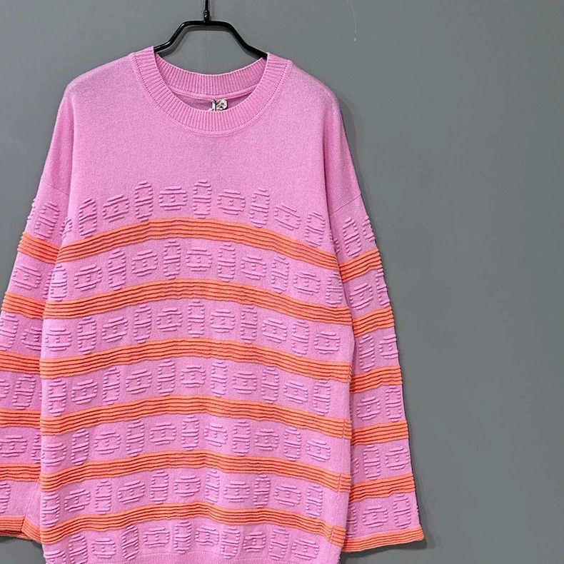 Hermes New Pink Cashmere Sweater with Stripes Size S / US 4 / IT 40 - 2 Thumbnail