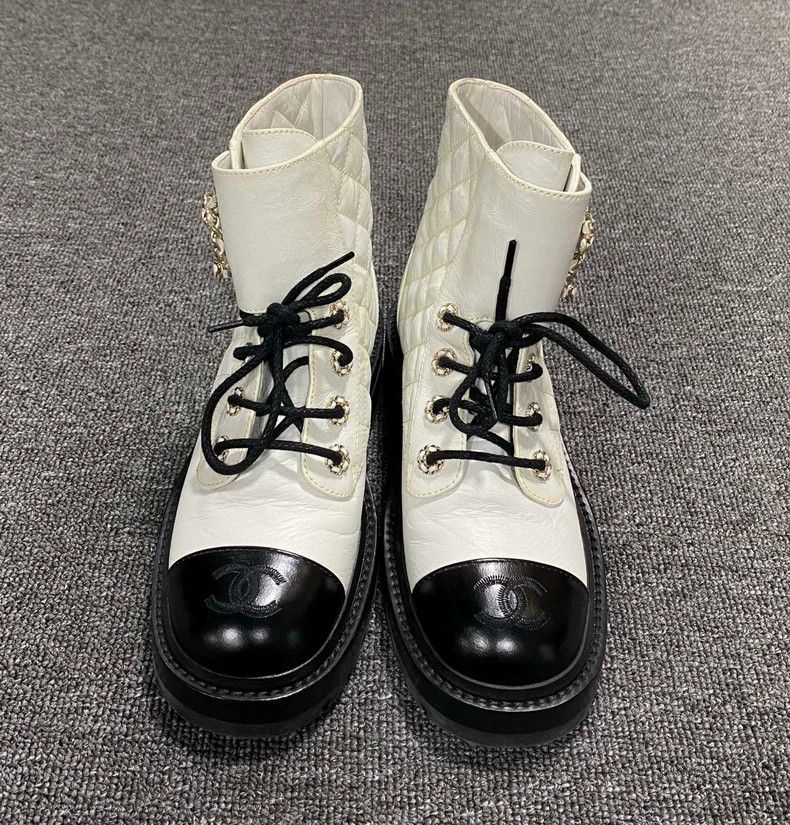 Chanel Black and White Chanel Martin Boots Size US 6 / IT 36 - 4 Thumbnail