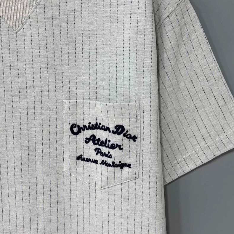 Dior Dior Embroidered Striped Short Sleeve Tee Size M / US 6-8 / IT 42-44 - 4 Thumbnail