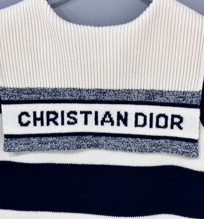 Dior Striped Knit Vest with Navy Collar Size S / US 4 / IT 40 - 4 Thumbnail