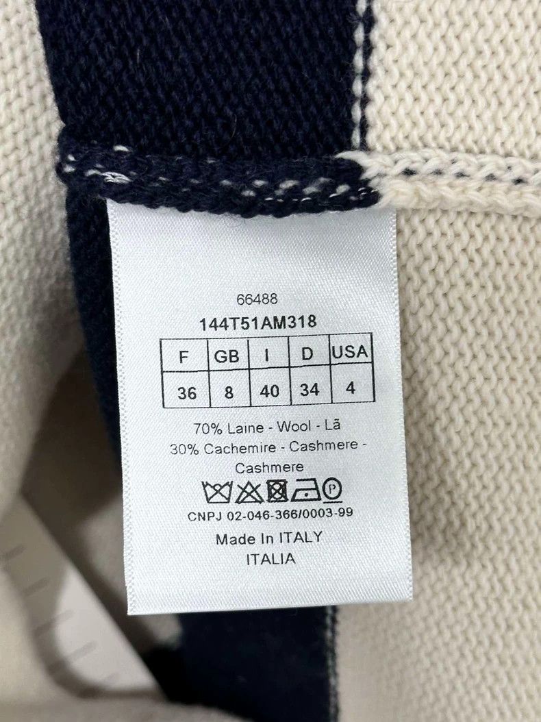 Dior Striped Knit Vest with Navy Collar Size S / US 4 / IT 40 - 6 Thumbnail