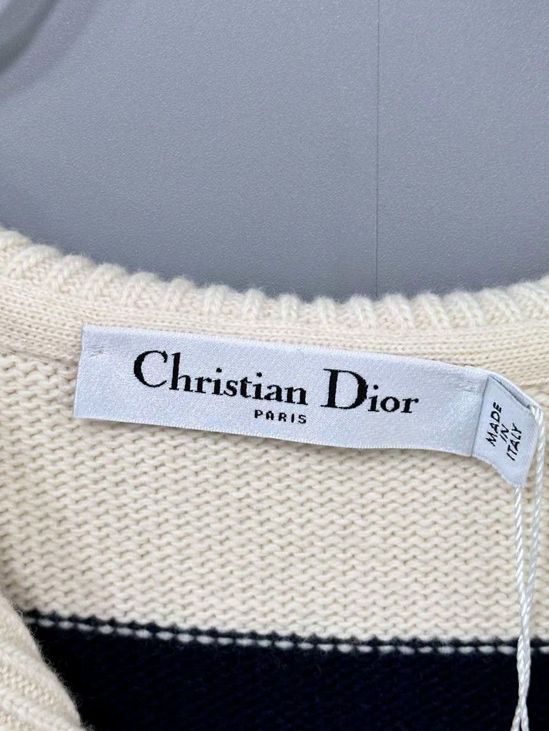 Dior Striped Knit Vest with Navy Collar Size S / US 4 / IT 40 - 5 Thumbnail