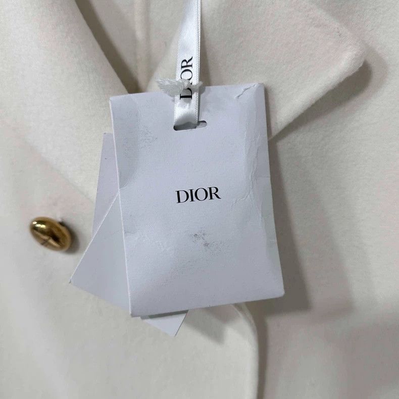 Dior Christian Dior Double-Breasted Cream Wool Coat Size S / US 4 / IT 40 - 8 Thumbnail