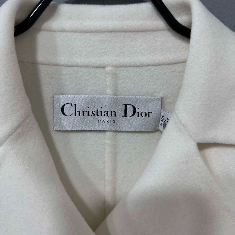 Dior Christian Dior Double-Breasted Cream Wool Coat Size S / US 4 / IT 40 - 5 Thumbnail