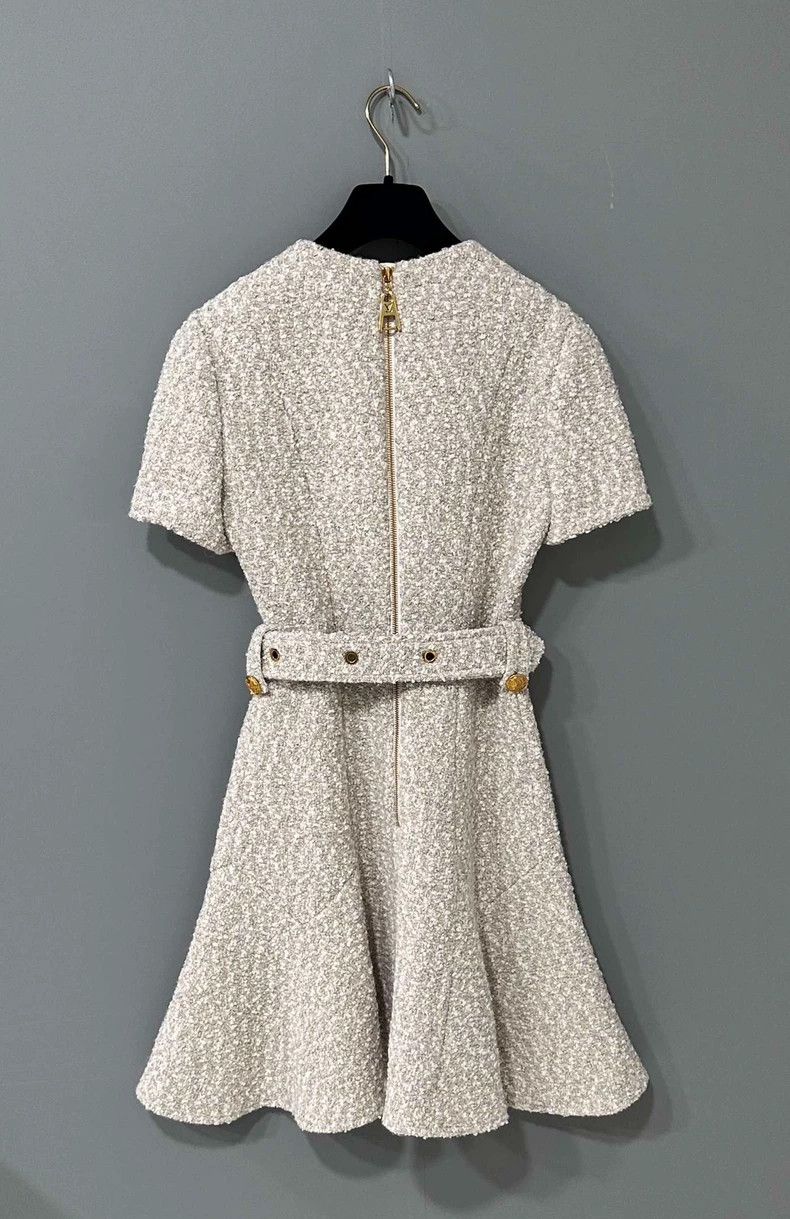 Louis Vuitton New Louis Vuitton Tweed Belted Dress Size S / US 4 / IT 40 - 3 Thumbnail