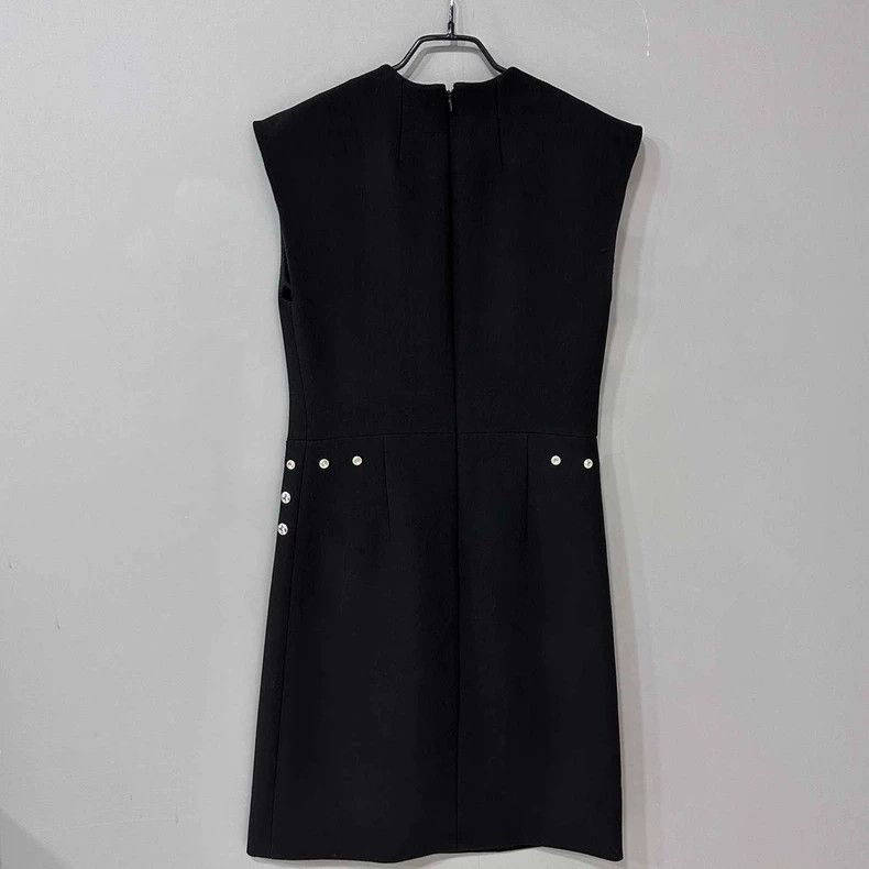 Celine Black Wool Dress with Metal Detailing Size S / US 4 / IT 40 - 3 Thumbnail