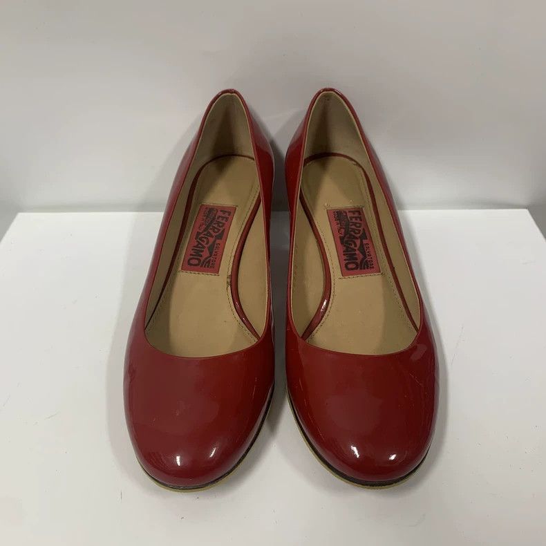 Salvatore Ferragamo Red Ferragamo Patent Leather High Heels Size US 10 / IT 40 - 3 Thumbnail