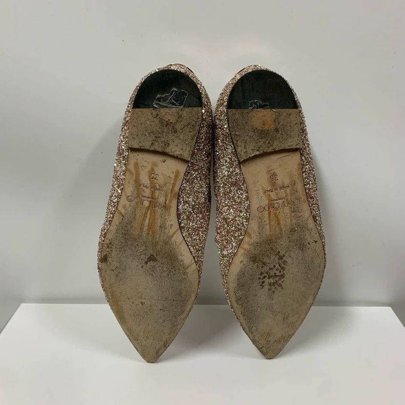 Jimmy Choo Jimmy Choo Glitter Flats with Bow Detail Size US 5 / IT 35 - 7 Thumbnail