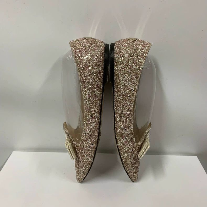 Jimmy Choo Jimmy Choo Glitter Flats with Bow Detail Size US 5 / IT 35 - 4 Thumbnail