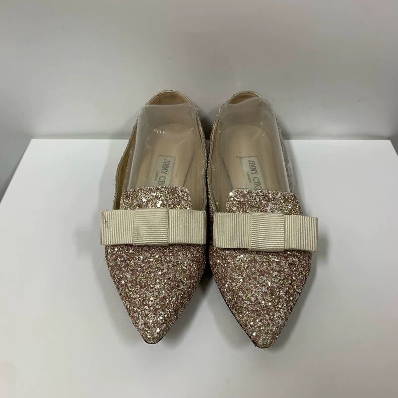 Jimmy Choo Jimmy Choo Glitter Flats with Bow Detail Size US 5 / IT 35 - 2 Thumbnail