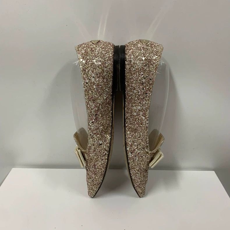 Jimmy Choo Jimmy Choo Glitter Flats with Bow Detail Size US 5 / IT 35 - 5 Thumbnail