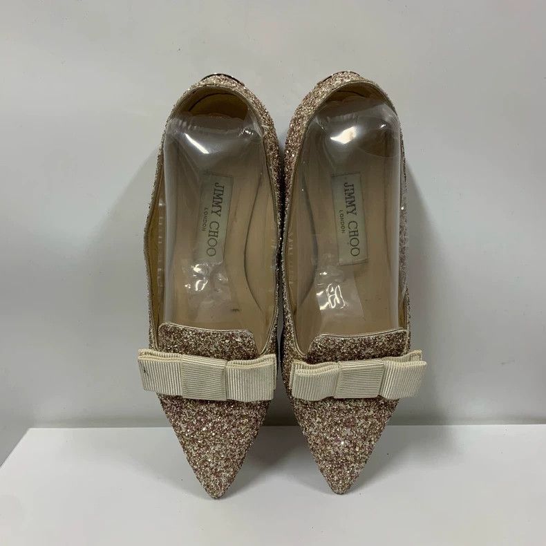 Jimmy Choo Jimmy Choo Glitter Flats with Bow Detail Size US 5 / IT 35 - 3 Thumbnail