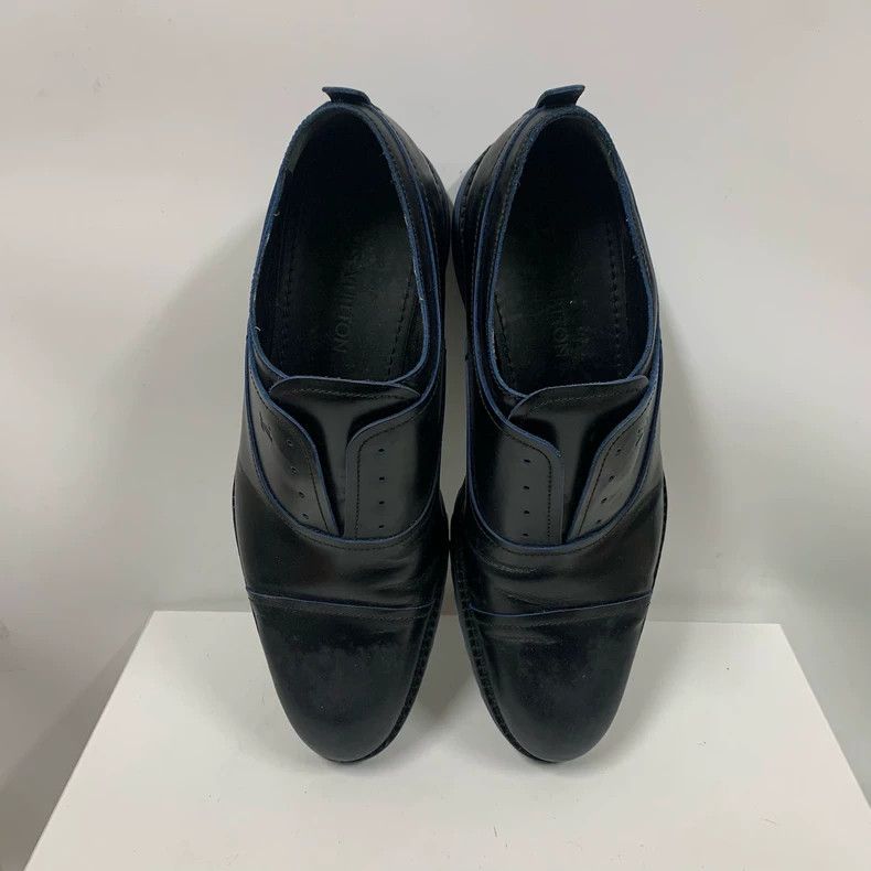 Louis Vuitton Classic Black LV Loafers with Blue Detailing Size US 9 / IT 39 - 3 Thumbnail