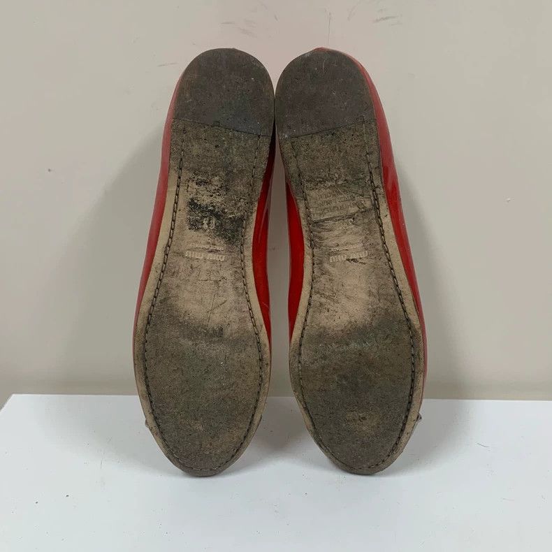 Miu Miu Miu Miu Red Flat Shoes with Metallic Details Size US 5 / IT 35 - 7 Thumbnail