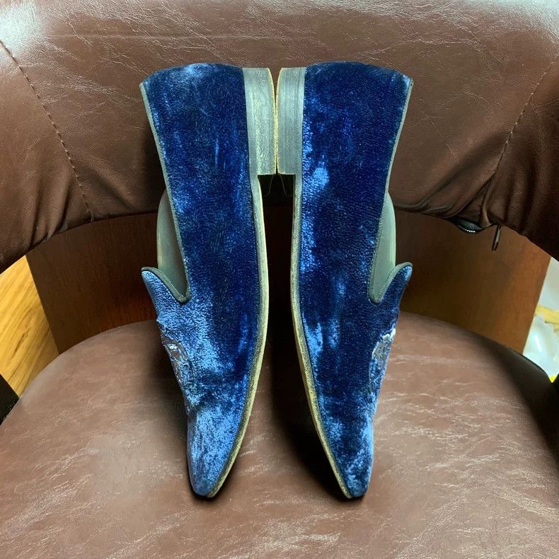 Versace Versace Blue Velvet Slip-On Shoes Size 42.5 Size US 10 / IT 40 - 4 Thumbnail