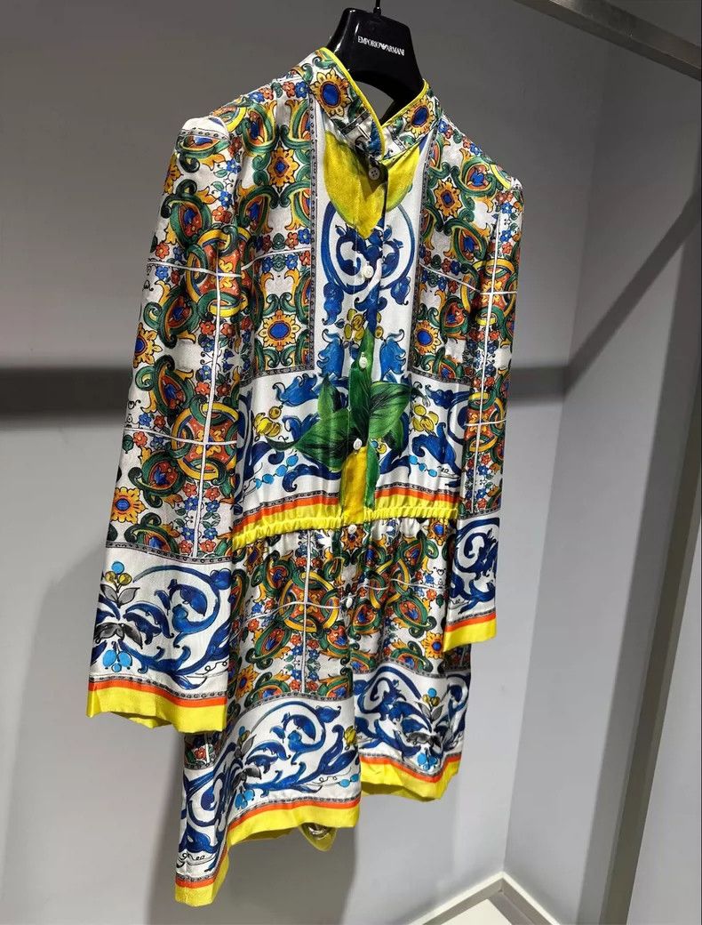 Dolce & Gabbana Dolce Gabbana Silk Jumpsuit Dress in Colorful Print Size 42" / US 20 - 4 Thumbnail