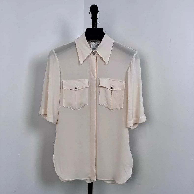 Chanel Chanel Silk Polo Short Sleeve Shirt Size XS / US 0-2 / IT 36-38 - 3 Thumbnail