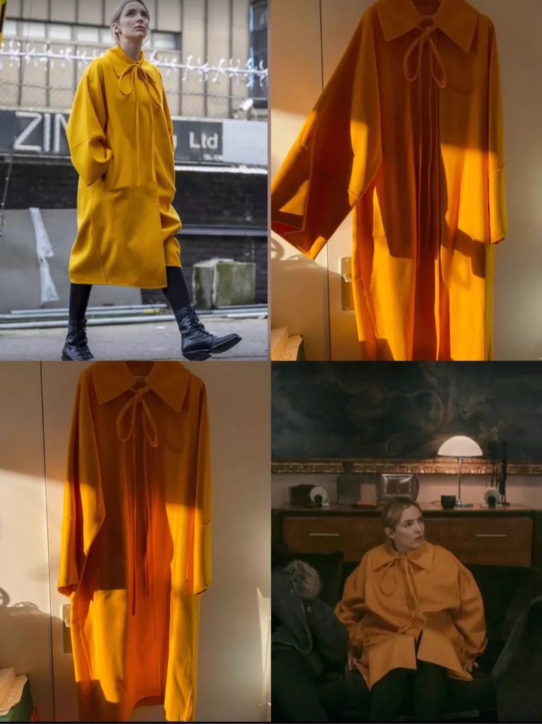 Loewe Yellow Cashmere Long Coat with Bow Details Size XS / US 0-2 / IT 36-38 - 5 Thumbnail